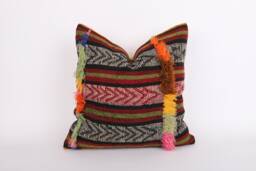 Vintage Turkish Kilim Pillow Cover 20'' Wool Bohemian Cushion - thumbnail 1