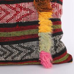 Vintage Turkish Kilim Pillow Cover 20'' Wool Bohemian Cushion - thumbnail 2