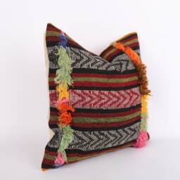 Vintage Turkish Kilim Pillow Cover 20'' Wool Bohemian Cushion - thumbnail 3