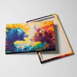 Bear Vs Bull Stock Market Wall Street Trading Painting Finance Inspirational Framed Canvas Art Poster Print Home & Office Room Decor - thumbnail 2