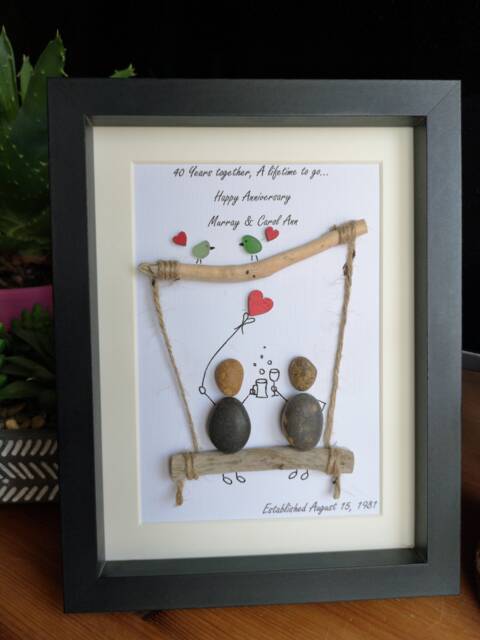 Swing Family, Friends, Partner Personalised Pebble Art Portrait - image 1