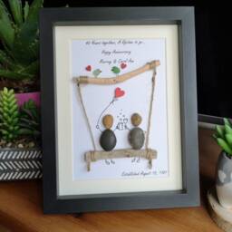 Swing Family, Friends, Partner Personalised Pebble Art Portrait - thumbnail 2