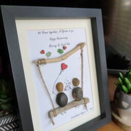 Swing Family, Friends, Partner Personalised Pebble Art Portrait - thumbnail 3