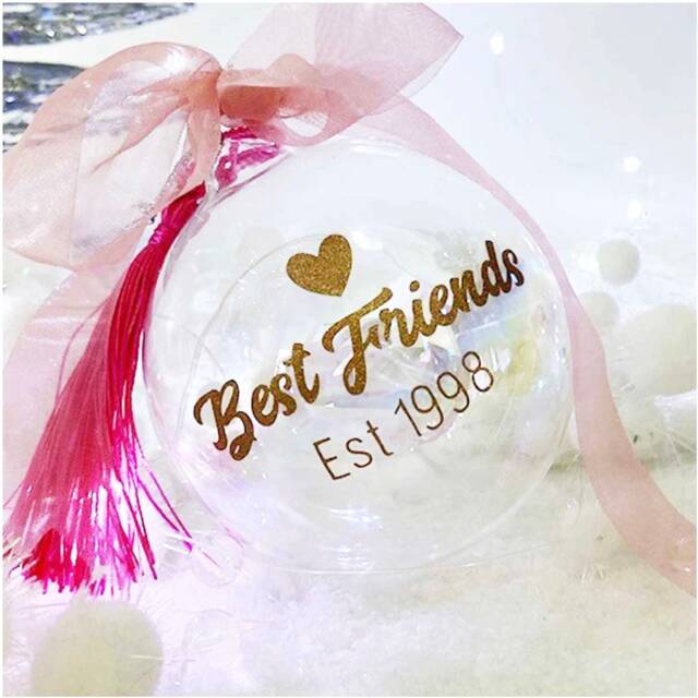 Best Friends Established' Personalised Glass Christmas Bauble - image 1