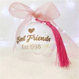 Best Friends Established' Personalised Glass Christmas Bauble - thumbnail 2
