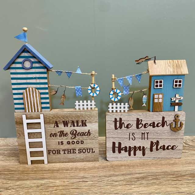 Rustic Coastal Beach Hut House Sign/Seaside Nautical Holiday Indoor Home Ornament Bathroom Sea Life D??cor - image 1
