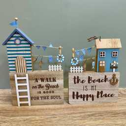 Rustic Coastal Beach Hut House Sign/Seaside Nautical Holiday Indoor Home Ornament Bathroom Sea Life D??cor - thumbnail 1