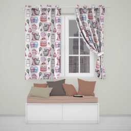 Kawaii Baking Mixer Cake & Cupcake Tools On Neutral Seamless Pattern Readymade Eyelet Ring Top Thermal 100% Blackout Curtains