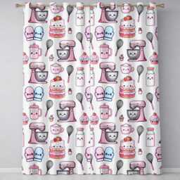 Kawaii Baking Mixer Cake & Cupcake Tools On Neutral Seamless Pattern Readymade Eyelet Ring Top Thermal 100% Blackout Curtains - thumbnail 2