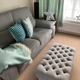 100 cm X 54 Chesterfield Style Deep Buttoned Footstool Coffee Table Faux Linen & Chenille Velvet Fabric. UK Delivery Only - thumbnail 3