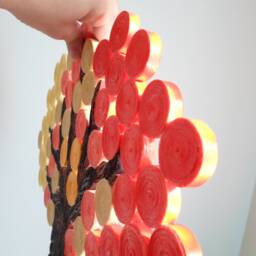 Paper Quilled Autumn Tree Wall Art Orange Yellow Fall Decor - thumbnail 4