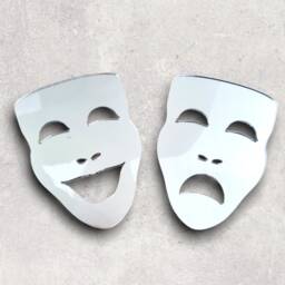 Theatre Mask Acrylic Mirror Wall Art Comedy & Tragedy Set - thumbnail 2