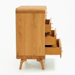 Bedroom Chest Of Drawers, Wood Dresser, Solid Oak Storage With 4 Drawers, Mid Century Dresser Furniture - thumbnail 3