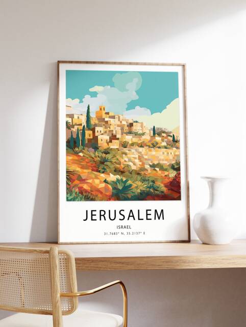 Jerusalem Travel Poster Vintage Israel Wall Art - image 1