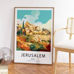 Jerusalem Travel Poster Vintage Israel Wall Art - thumbnail 3