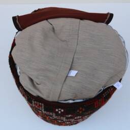 Handmade Kilim Pouf, Wool Ottoman Cover, Bohemian Decor - 45x45 cm - thumbnail 4