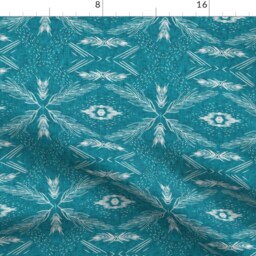 Tribal Curtain Panel - Boho Home Decor Leaf Palm Frond Teal Custom Jungle Geo Blue By Nouveau_Bohemian - thumbnail 4