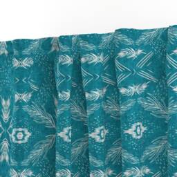 Tribal Curtain Panel - Boho Home Decor Leaf Palm Frond Teal Custom Jungle Geo Blue By Nouveau_Bohemian - thumbnail 3