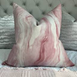 Prestigious Textiles Marble Lava Pink Velvet Cushion Cover, Throw Pillow, Cover Pillow - Double Sided/Made in UK Worldwide Shipping
