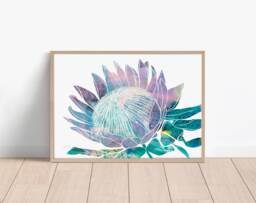 King Protea Art, Protea, Print, Painting, Botanical Series, Australian Native, Native Wall Print Decor - thumbnail 1