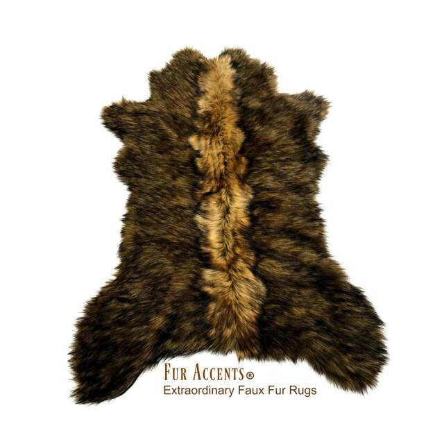 Patchwork Faux Fur Bear Rug, Handmade Throw Animal Friendly - image 1
