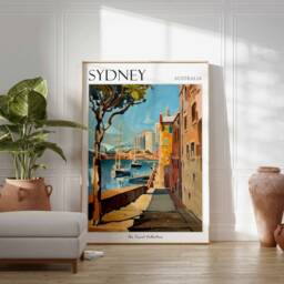 Sydney Harbor Art Print Australian Coastal Travel Poster - thumbnail 2