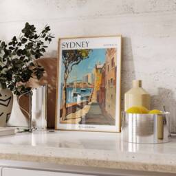 Sydney Harbor Art Print Australian Coastal Travel Poster - thumbnail 3