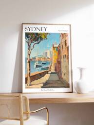 Sydney Harbor Art Print Australian Coastal Travel Poster - thumbnail 1