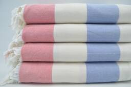 "Terry Towel, Fuchsia, Blue & White Towel, Turkish Towel, Soft Towel, Peshtemal, Towel, 38""x67" - thumbnail 1