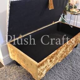 Brand New Custom Three-Tone Crush Velvet Storage Bench With Customizable Legs - Exclusive Design, Made To Order - thumbnail 3
