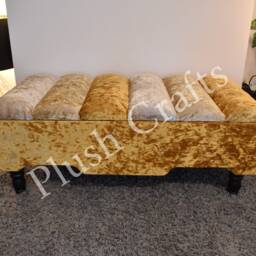 Brand New Custom Three-Tone Crush Velvet Storage Bench With Customizable Legs - Exclusive Design, Made To Order - thumbnail 2
