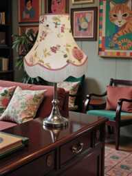 Oriental Fabric Lampshade, Handmade For Table Lamp Shades, Floor Standard Bases & Ceiling Lights Pendants - thumbnail 1