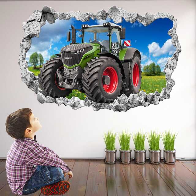 Tractor Wall Sticker For Kids Bedroom - Farm Vehicle Decal Boys Room Art Decor - Bg26 - image 1