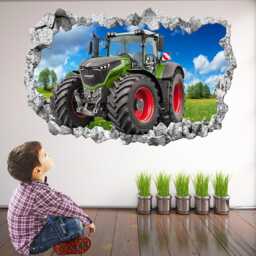Tractor Wall Sticker For Kids Bedroom - Farm Vehicle Decal Boys Room Art Decor - Bg26 - thumbnail 1