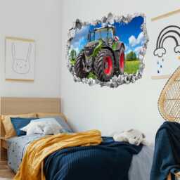 Tractor Wall Sticker For Kids Bedroom - Farm Vehicle Decal Boys Room Art Decor - Bg26 - thumbnail 2