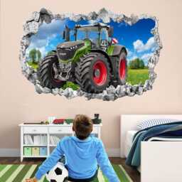 Tractor Wall Sticker For Kids Bedroom - Farm Vehicle Decal Boys Room Art Decor - Bg26 - thumbnail 3