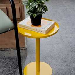 Handcrafted Metal Side Table Yellow Modern Indoor Outdoor Accent Table - thumbnail 2