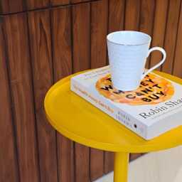 Handcrafted Metal Side Table Yellow Modern Indoor Outdoor Accent Table - thumbnail 3