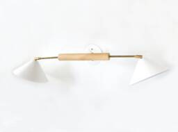 Articulated Double White & Gold Eclectic Fixture Light Maple Sconce Vanity Wall Light Utility