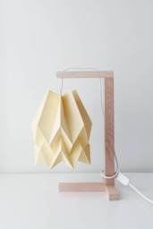 Origami Lamp - Table Lamp Plain Pale Yellow With Wooden Structure - thumbnail 1
