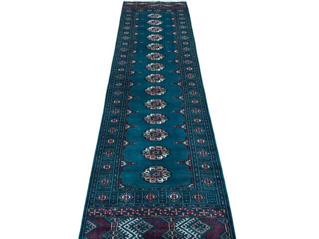 2.6x9 Emerald Green Bokhara Rug - Runner Hallway Luxury Bukhara Fine Quality Woolen Afghan - image 1