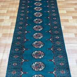 2.6x9 Emerald Green Bokhara Rug - Runner Hallway Luxury Bukhara Fine Quality Woolen Afghan - thumbnail 3