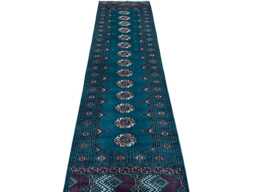 2.6x9 Emerald Green Bokhara Rug - Runner Hallway Luxury Bukhara Fine Quality Woolen Afghan