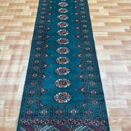 2.6x9 Emerald Green Bokhara Rug - Runner Hallway Luxury Bukhara Fine Quality Woolen Afghan - thumbnail 2