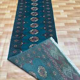 2.6x9 Emerald Green Bokhara Rug - Runner Hallway Luxury Bukhara Fine Quality Woolen Afghan - thumbnail 4