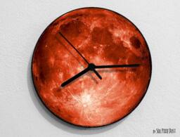 Red Moon - Wall Clock Clock Unique Decor Gift Idea Rgb Led 5V Backlit Option