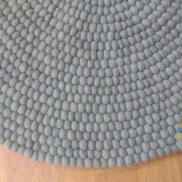 Light Grey Felt Ball Rug Handmade Wool Carpet - thumbnail 3