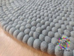 Light Grey Felt Ball Rug Handmade Wool Carpet - thumbnail 1