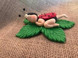 Handmade Cold Porcelain Ladybug Figurine, 5-Inch Wide