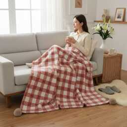 Retro Christmas Plaid Blanket Cozy Winter Throw, Soft Warm Checkered Sofa Blanket, Holiday Snuggle Throw, Aesthetic Xmas Home Decor Gift - thumbnail 3
